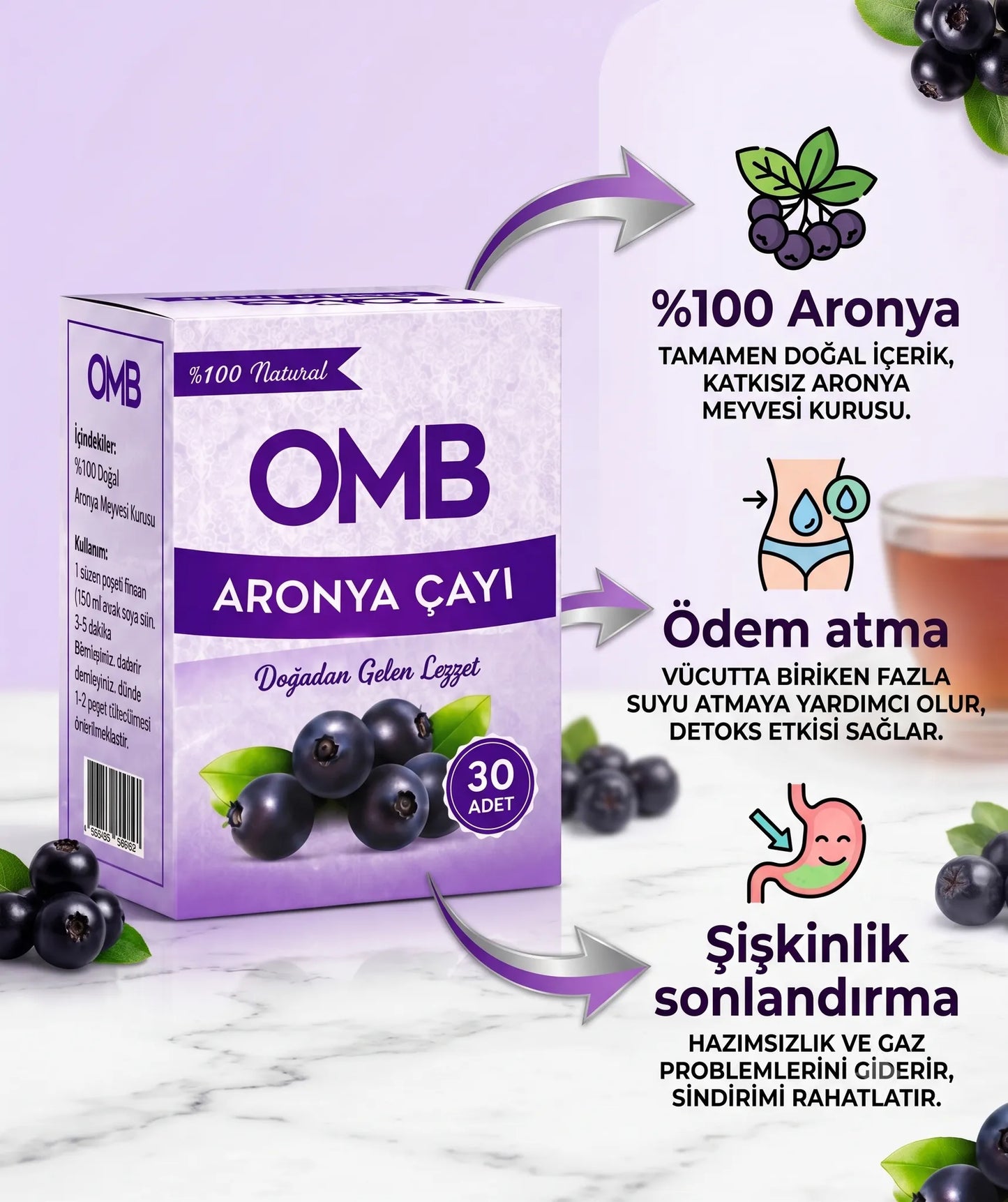 Pluvne™ Aronya Çayı - Ödem ve Şişkinlik Karşıtı